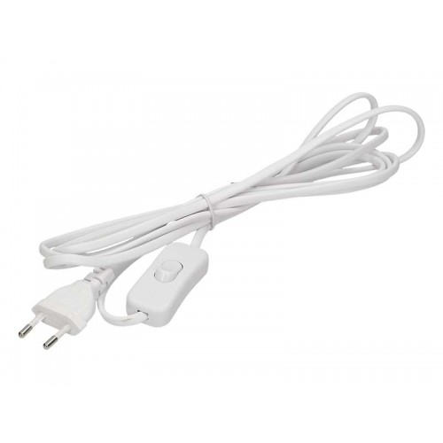 Kabel 3m z vtikačem in stikalom BELI - DVOŽILNI