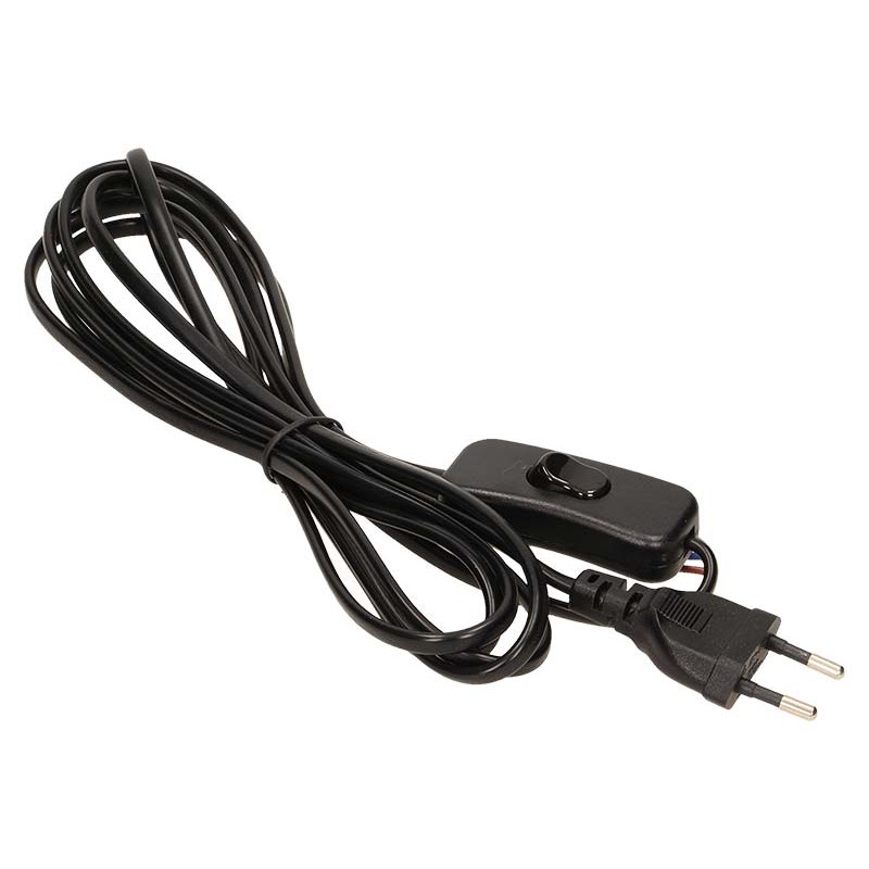 Kabel 3m z vtikačem in stikalom ČRNI - DVOŽILNI